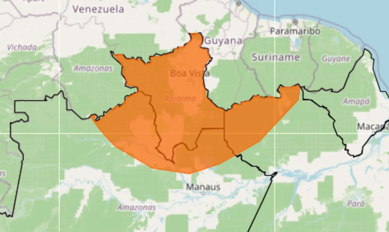 o mapa mostra as &aacute;reas em alerta para tempestade